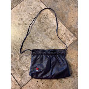 Vintage navy blue butter soft leather small shoulder bag purse